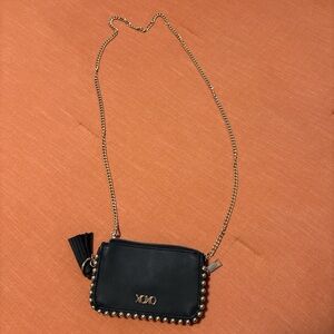 XOXO Black Crossbody Bag with Gold Accents